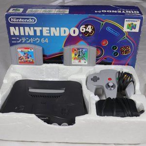 Nintendo 64 Black Console Japan w/ Controller, Box, and 2 Games NUS-001